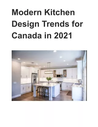 Modern Kitchen Design Trends for Canada in 2021