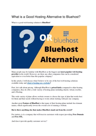 What is a Good Hosting Alternative to Bluehost?