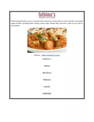 Indian Restaurant in Casey  Fathimasindiankitchen.com.au