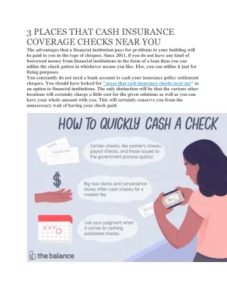 3 places that cash insurance coverage checks near