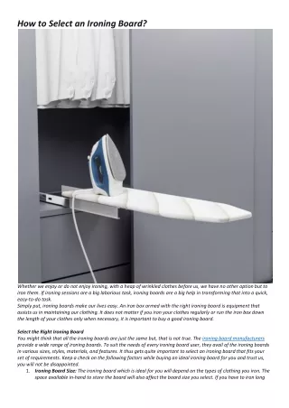 how to select an ironing board