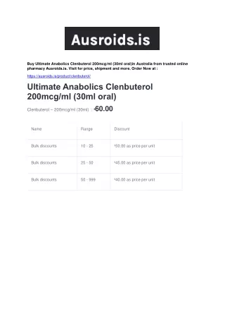 Buy Ultimate Anabolics Clenbuterol 200mcg