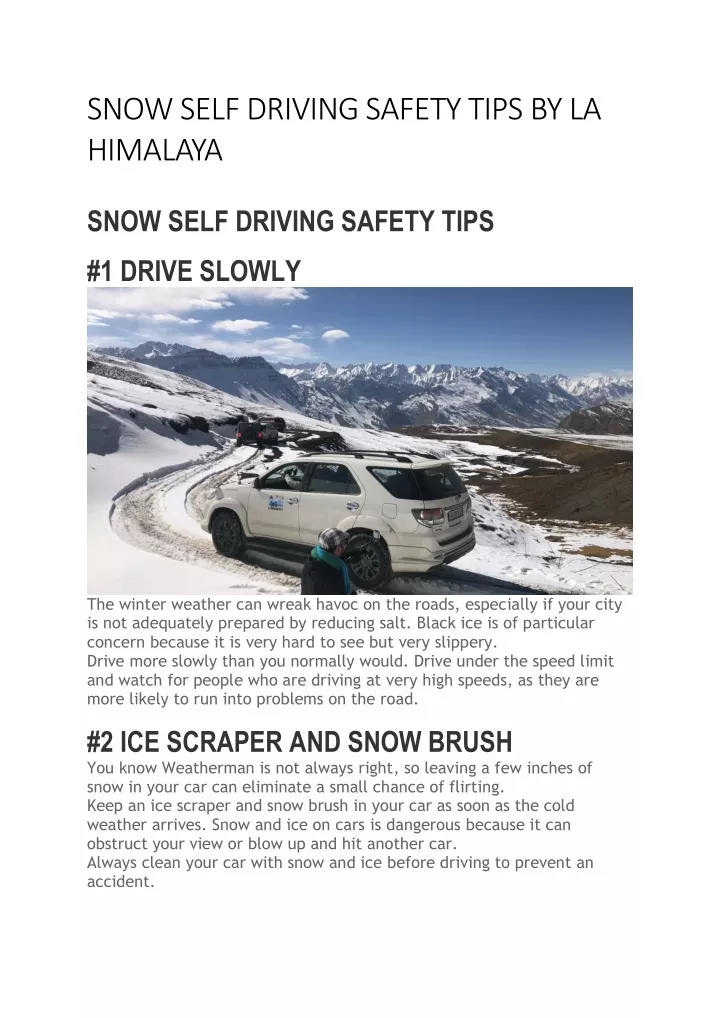 snow self driving safety tips by la himalaya
