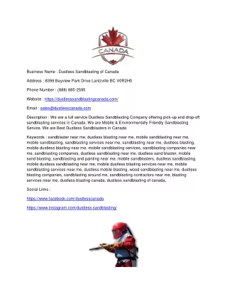 business name dustless sandblasting of canada