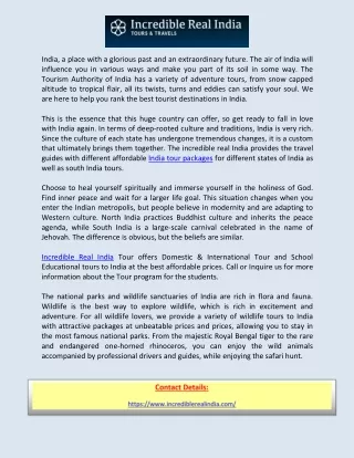 Get the best deals on India tours package