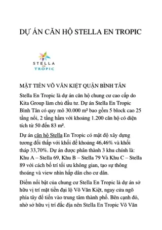 DỰ ÁN CĂN HỘ STELLA EN TROPIC