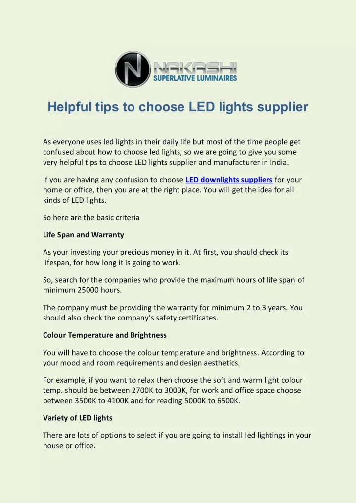 helpful tips to choose led lights supplier