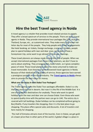 Hire Travel Agency in Noida for Amazing Trip