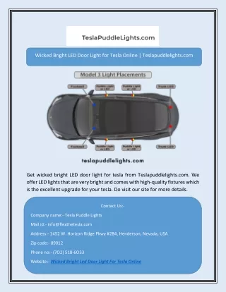 Wicked Bright LED Door Light for Tesla Online | Teslapuddlelights.com