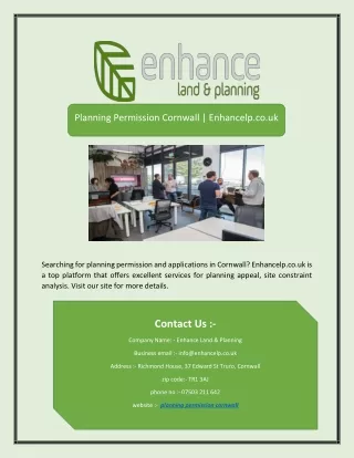 Planning Permission Cornwall | Enhancelp.co.uk