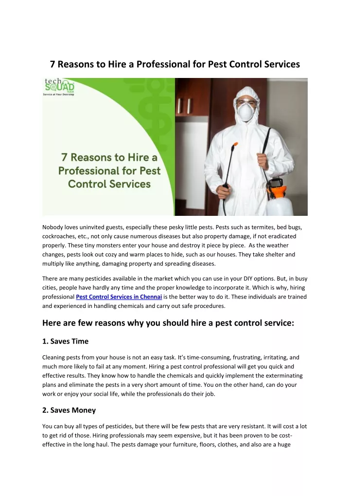 7 reasons to hire a professional for pest control