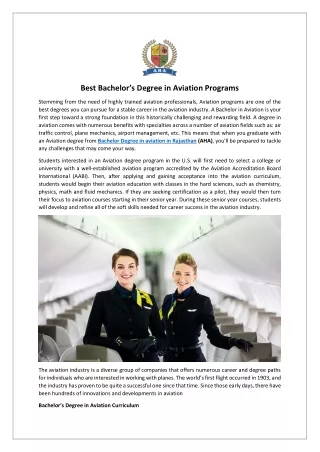Best Bachelor’s Degree in Aviation Programs
