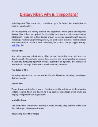 dietary fiber why is it important dietary fiber
