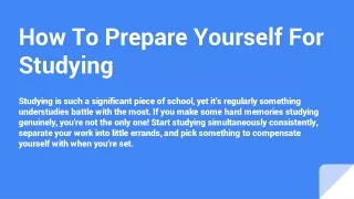 how to prepare yourself for studying