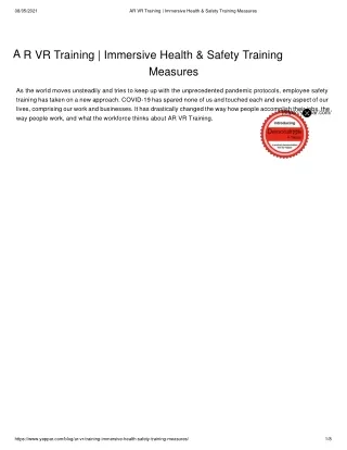 AR VR Training   Immersive Health & Safety Training Measures