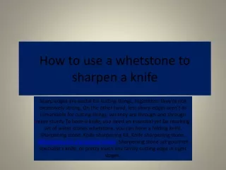 how to use a whetstone to sharpen a knife