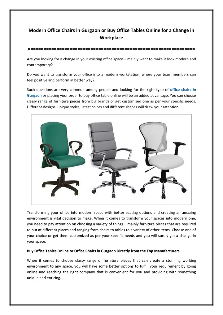 modern office chairs in gurgaon or buy office