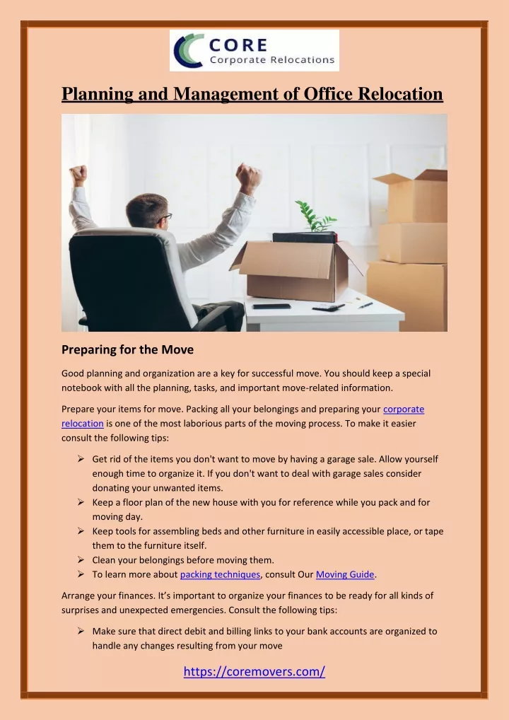 planning and management of office relocation