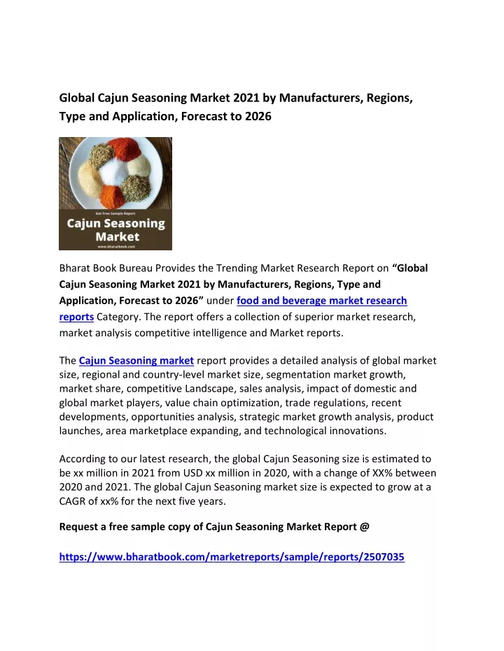 global cajun seasoning market 2021