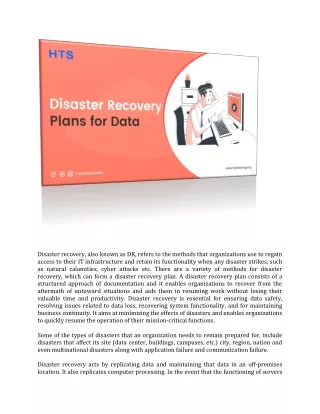 disaster recovery also known as dr refers