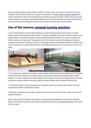 Turning machine is the technological equipment of manure compost fermentation