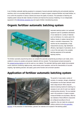 High efficient automatic batching system for organic fertilizer production line