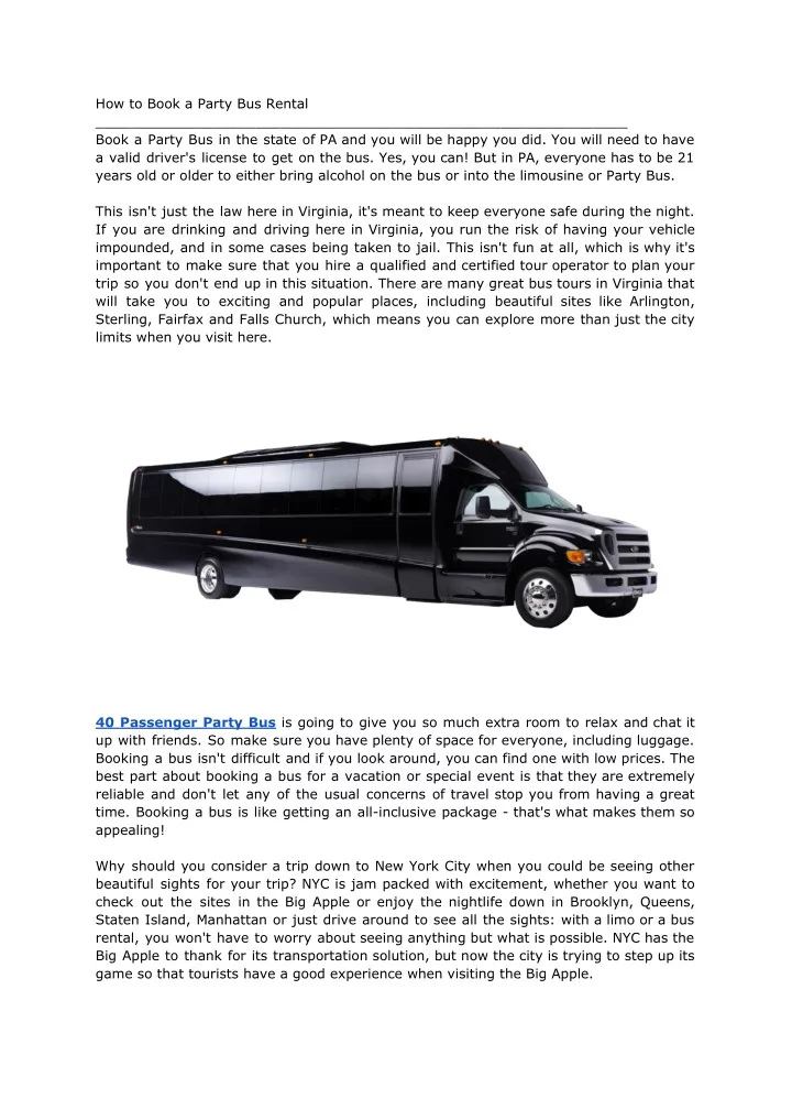 how to book a party bus rental book a party