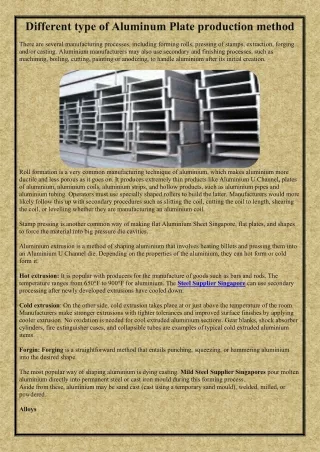 different type of aluminum plate production method