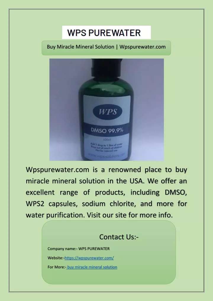 buy miracle mineral solution wpspurewater com