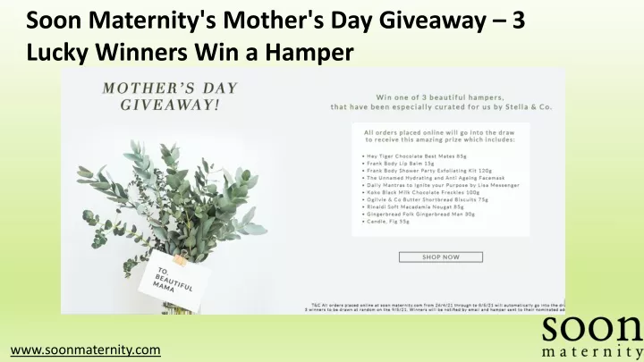 soon maternity s mother s day giveaway 3 lucky winners win a hamper