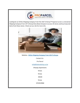 Online Shipping Company From USA to Kenya | Proparcel.co.ke