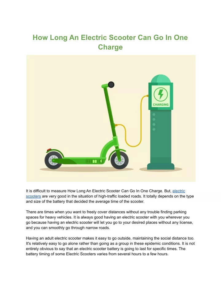 how long an electric scooter can go in one charge