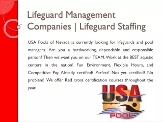 Lifeguard Management Companies | Lifeguard Staffing