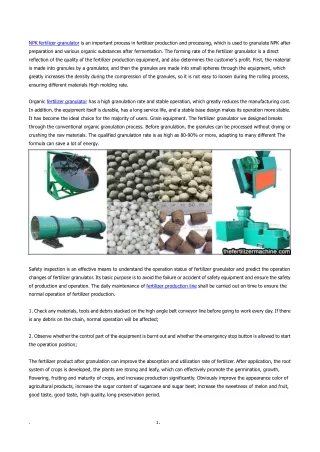 NPK fertilizer granulation machine adapts to various formulas to save energy