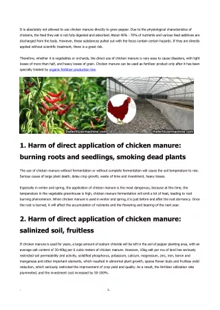 Can chicken manure be applied directly to grow pepper