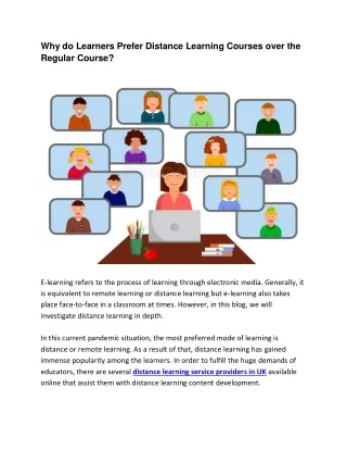 why do learners prefer distance learning courses