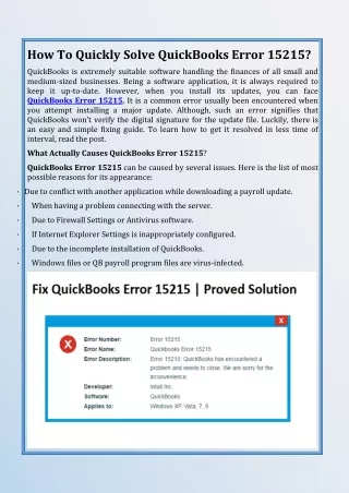 How To Quickly Solve QuickBooks Error 15215