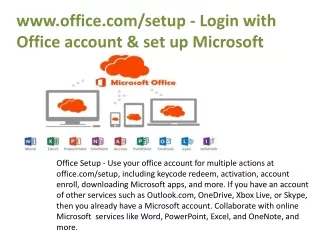 www.office.com/setup - Login with Office account & set up Microsoft