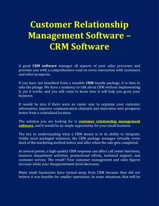 customer relationship management software