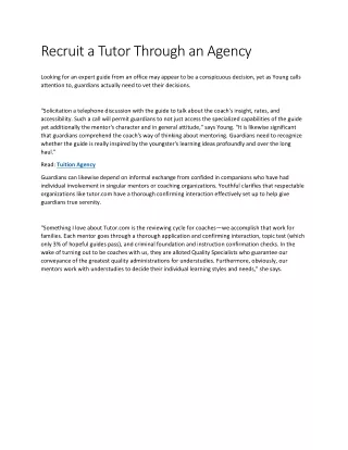 recruit a tutor through an agency