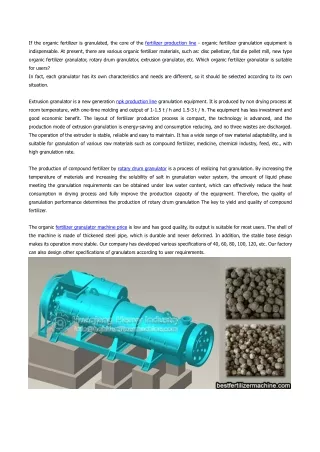 Which organic fertilizer granulator is suitable for producing granular fertilizer