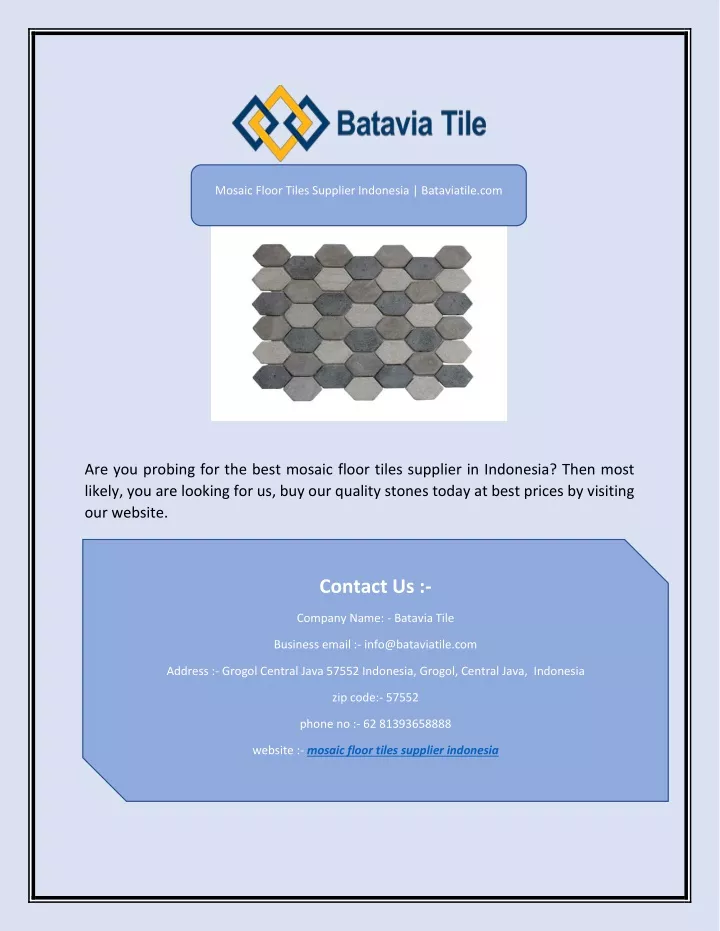 mosaic floor tiles supplier indonesia bataviatile