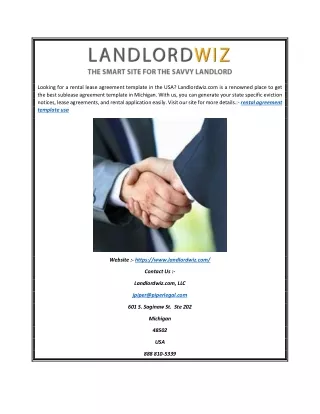 Rental Agreement Template USA | Landlordwiz.com