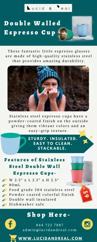 Baby Blue Stainless Steel Espresso Cups | Shop Now