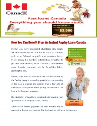 How You Can Benefit From An Instant Payday Loans Canada