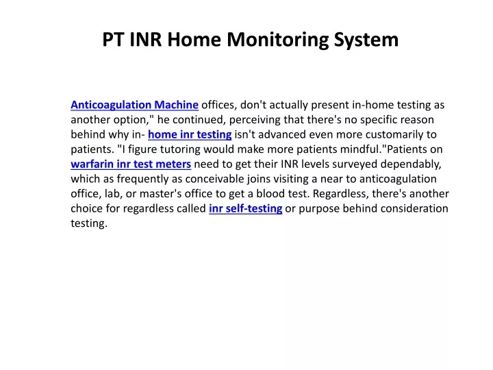 pt inr home monitoring system