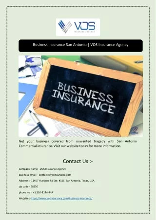 Business insurance San Antonio | VOS Insurance Agency