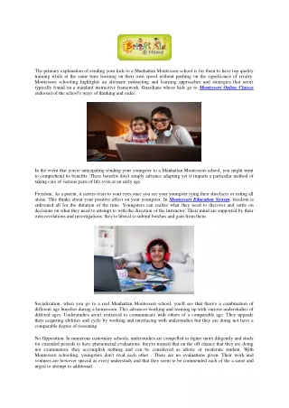 Montessori Preschool in India | Brightkidathome.com