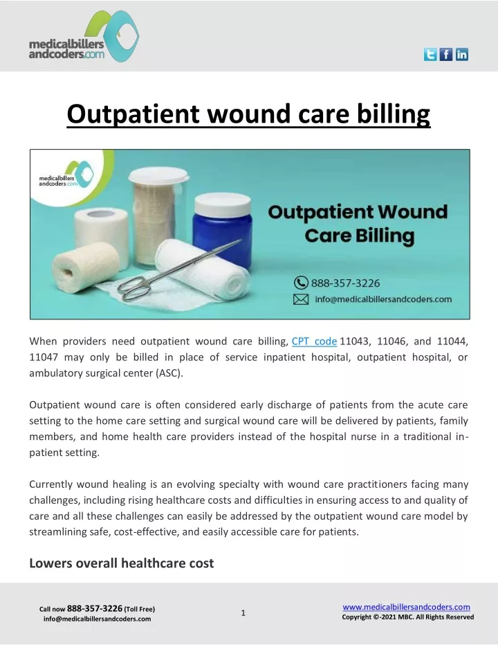 outpatient wound care billing