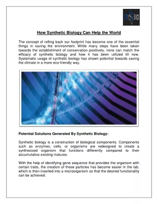How Synthetic Biology Can Help the World